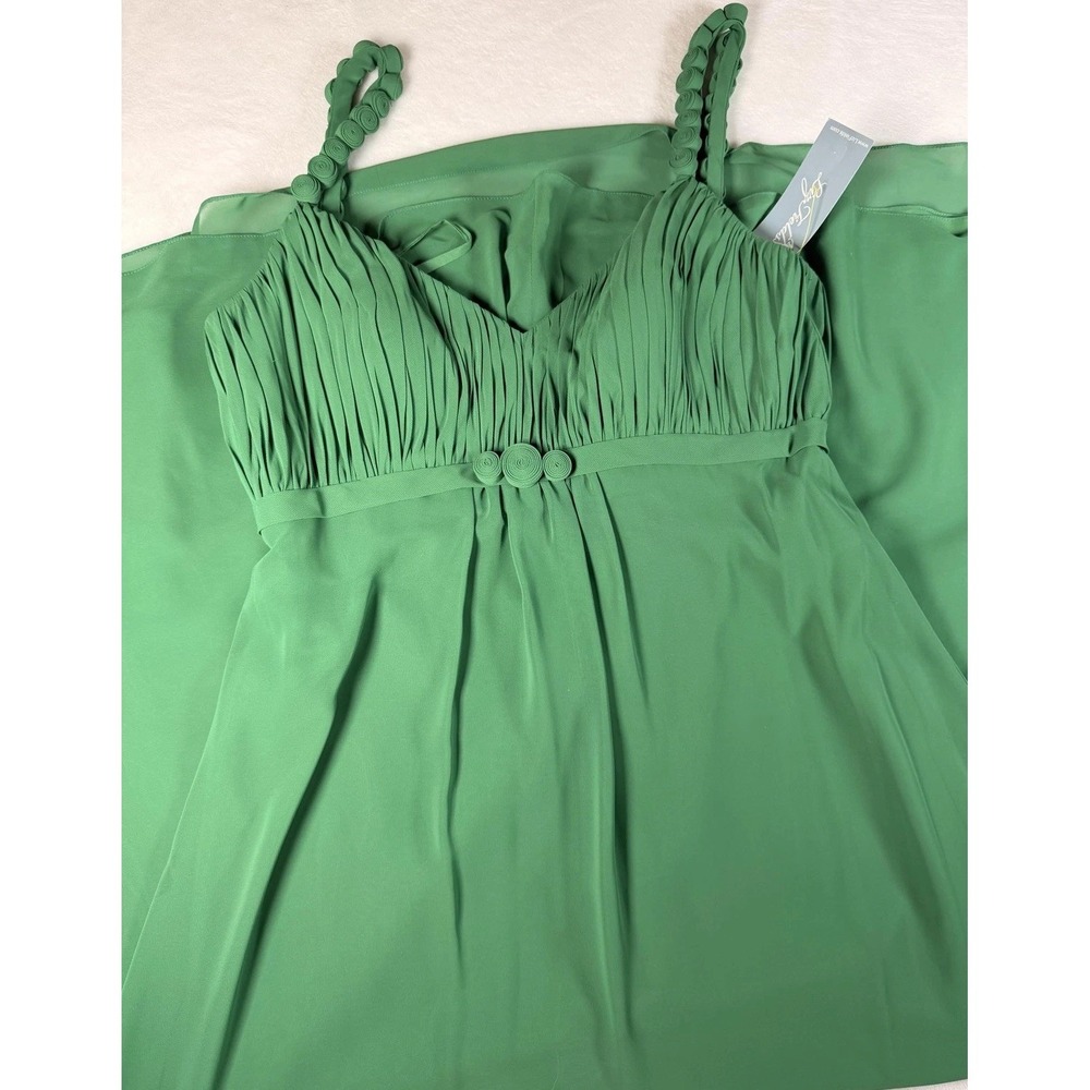 Liz Fields Dress Womens 14 Green Chiffon Sweetheart Strappy Maxi Formal Gown
